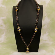 Natural Purple Murano Glass,Red Garnet Rosary Necklace