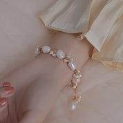 Natural Baroque Pearl Gold Charm Bracelet