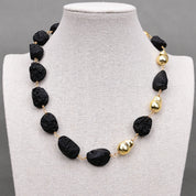 Black Meteorite Gold Bead Necklace