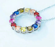 925 Silver Malticolour Gemstone Pendant Necklace