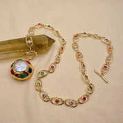 Natural Cultured Pearl Multi stone CZ Pave Rosary Chain