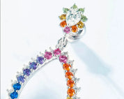 925 Silver Rainbow Colorful Zicron Earrings