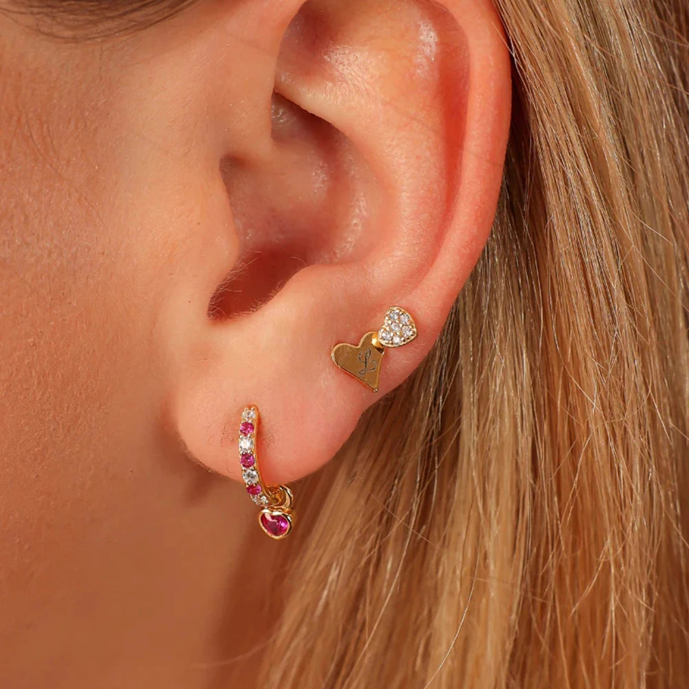 925 Silver Zircon Heart Pendant Earrings