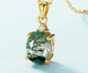 925 Sliver Green Moss Agate Necklace
