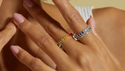 925 Silver Rainbow Crystal Colorful Zicron  rings