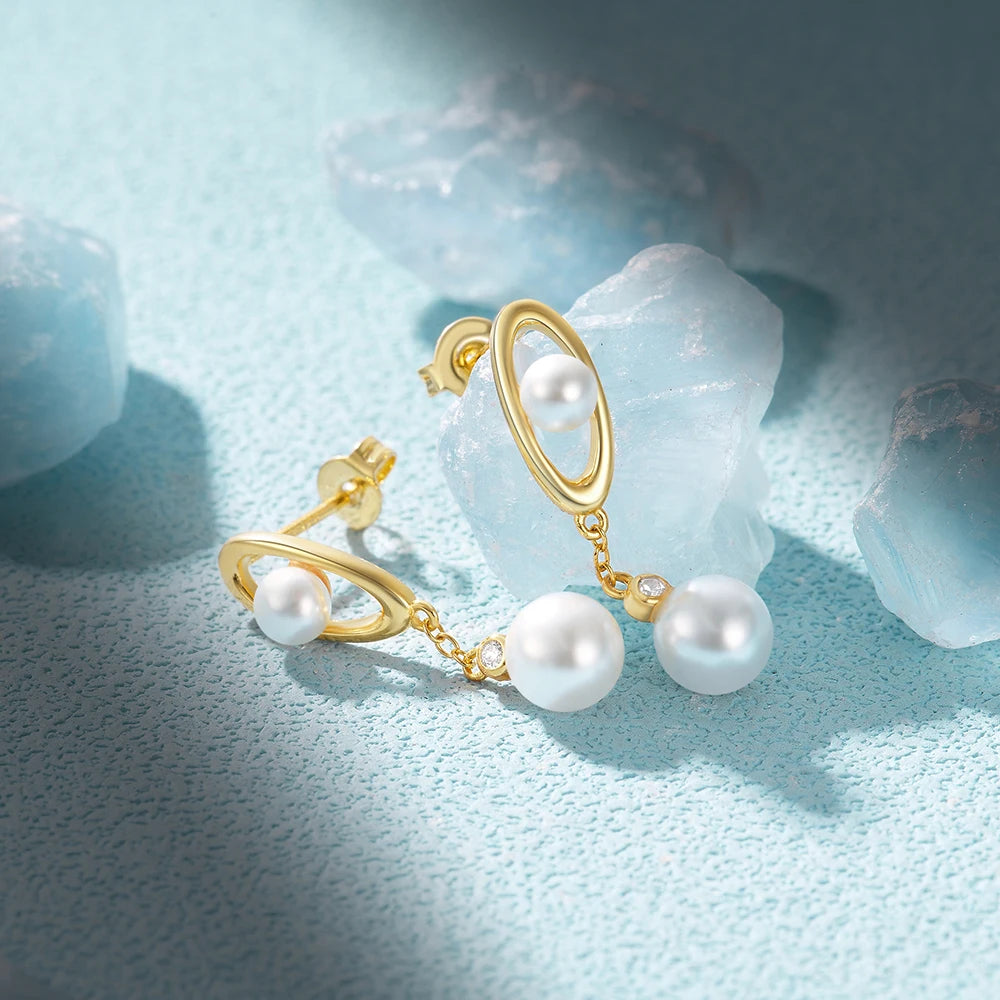 925 Silver Pearl Tassel Drop Earrings