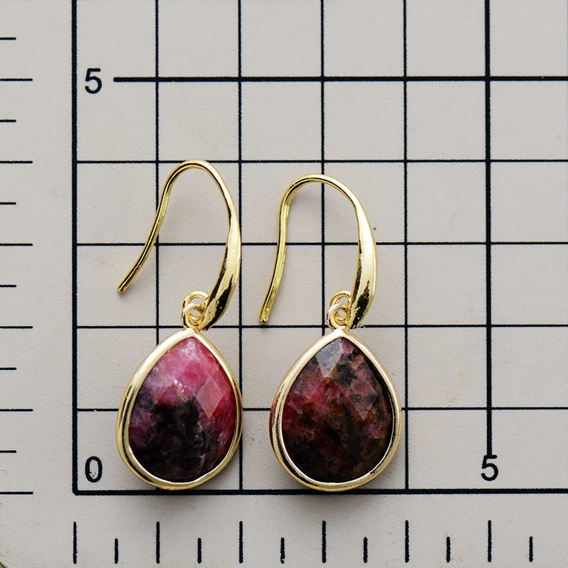 Natural Gemstone Labradorite Teardrop Earrings