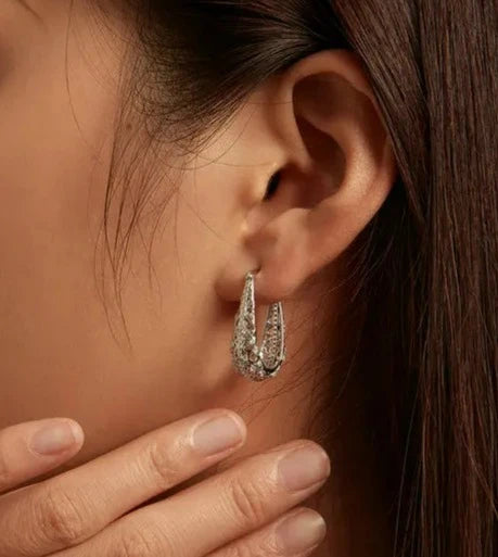 925 Sterling Silver Vine Hollow Earrings
