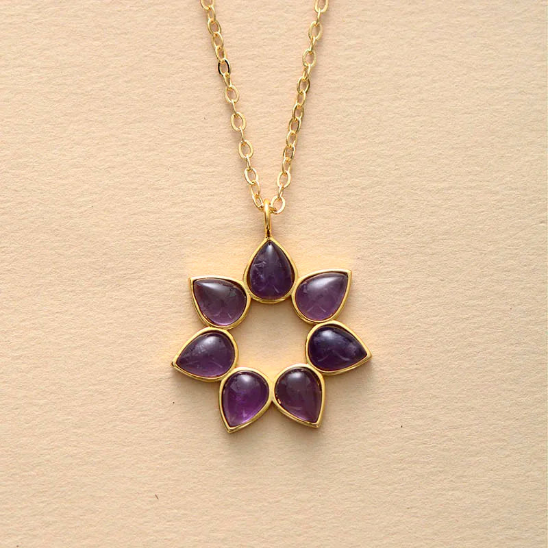 Amethyst & Amazonit Flower Choker