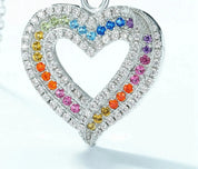 925 Silver Rainbow Colorful Zicron  Necklace