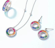 925 Silver Rainbow Colorful Zicron Earrings