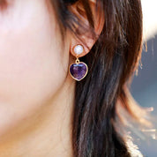 Natural Gemstone Heart-Shaped  Choker Necklace & Stud Earrings