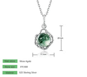 925 Silver 8*8mm Natural Moss Agate Pendant Necklace