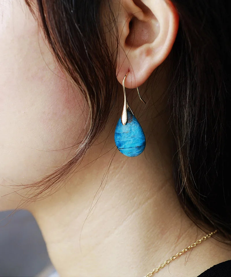 Gemstone Plated Labradorite Drop Earrings