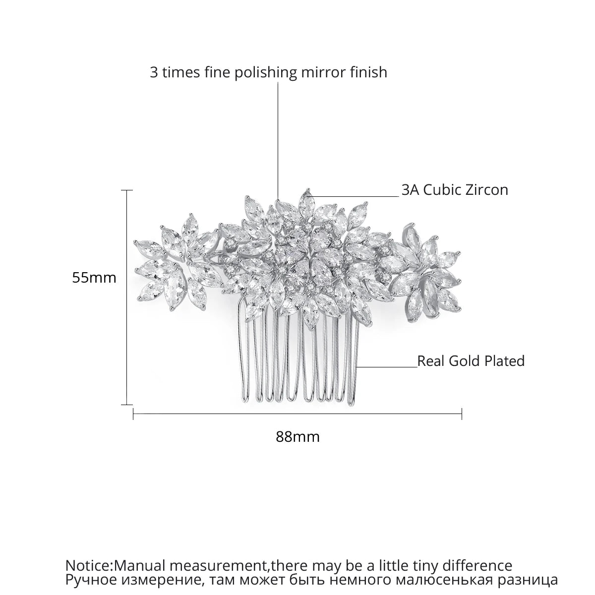 CZ Floral Hair Comb