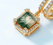 925 Silver Moss Agate Earrings