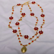 Natural  Baroque Pearl Pendant Crystel Flower Necklace