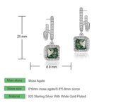 925 Silver Moss Agate Earrings