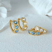 925 Silver Heart Zircon Hoop Earrings