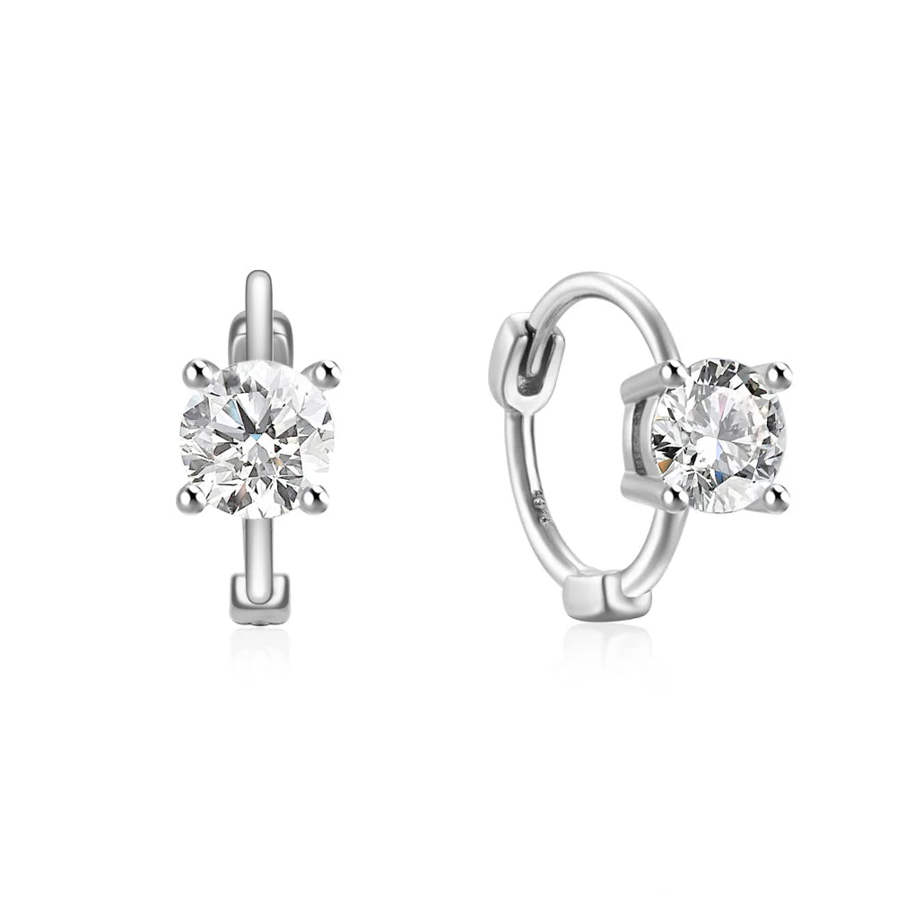 925 Silver Simple Zircon Hoop Earrings