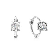925 Silver Simple Zircon Hoop Earrings