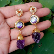 Amethyst & Purple Murano Glass Drop Earrings