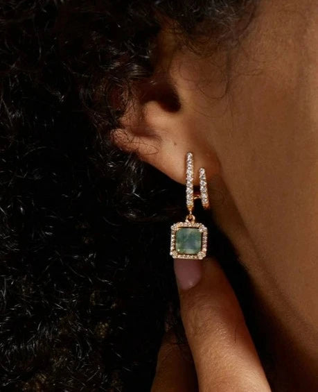 925 Silver Moss Agate Earrings