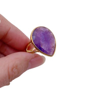 Natural Amethyst Teardrop Gemstone Ring