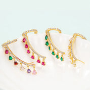Waterdrop Crystal Zircon Tassel Stud Earrings