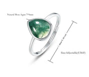 925 Silver Moss Agate Adjustable Ring