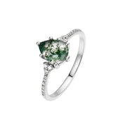 925 Silver Moss Agate ring