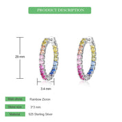 925 Silver Rainbow Colorful Zicron Earrings