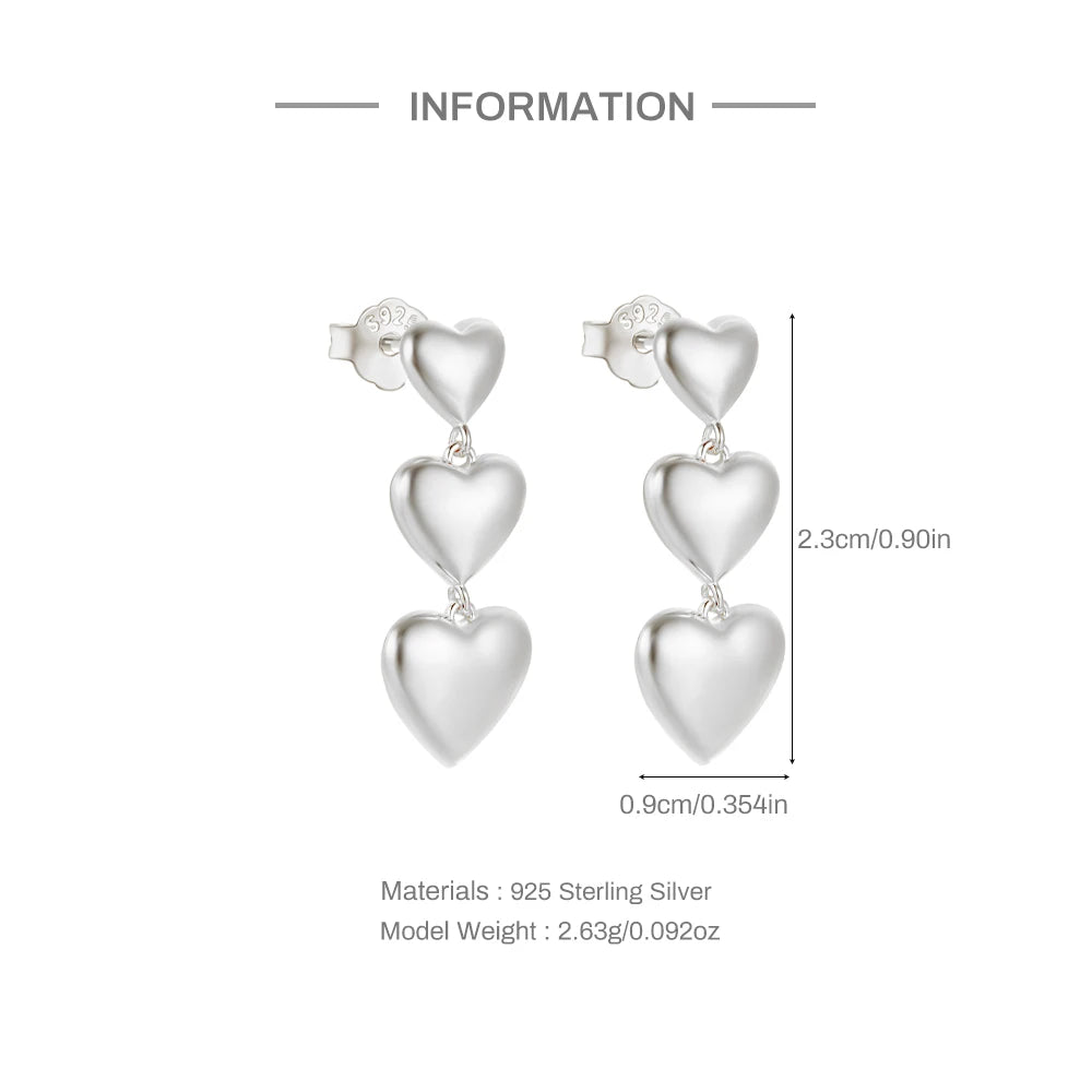 925 Sterling Silver Love Shaped Earrings
