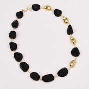 Black Meteorite Gold Bead Necklace