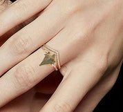 925 Silver Moss Agate Ring