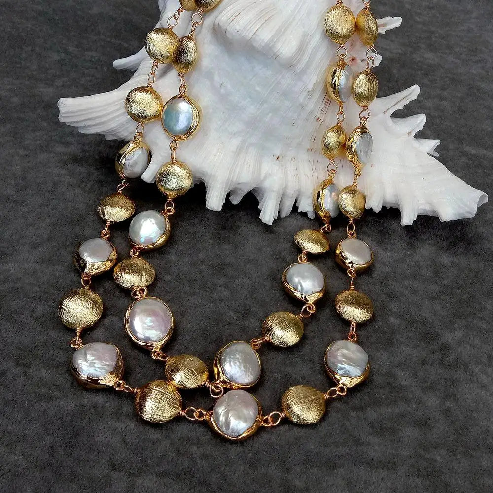 Natural Coin Pearl Multi-Strand Necklace