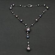 Black Keshi Pearl Gunmetal Necklace