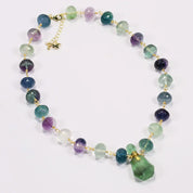 Natural gemstone Multi-Color Fluorite Pendant & Earrings Set
