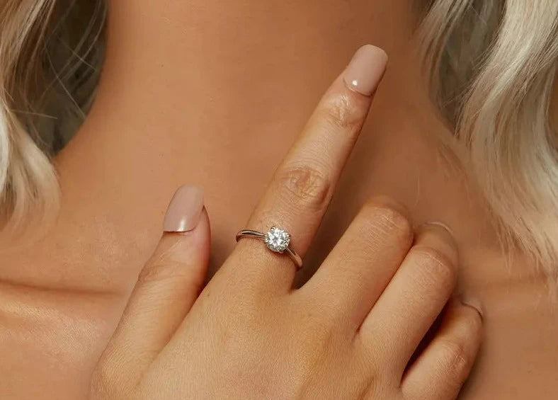 1.0CT Round Moissanite 18K Gold Plated Silver Ring