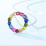 925 Silver Malticolour Gemstone Pendant Necklace