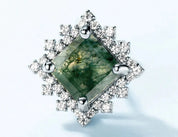 925 Silver Moss Agate Stud Earrings