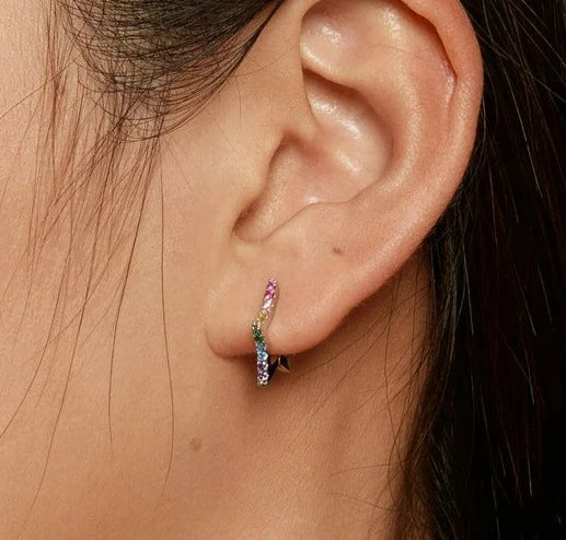 925 Sterling Silver Rainbow Star Earrings