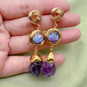 Amethyst & Purple Murano Glass Drop Earrings