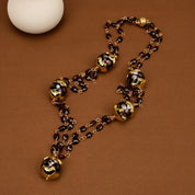Natural Purple Murano Glass,Red Garnet Rosary Necklace
