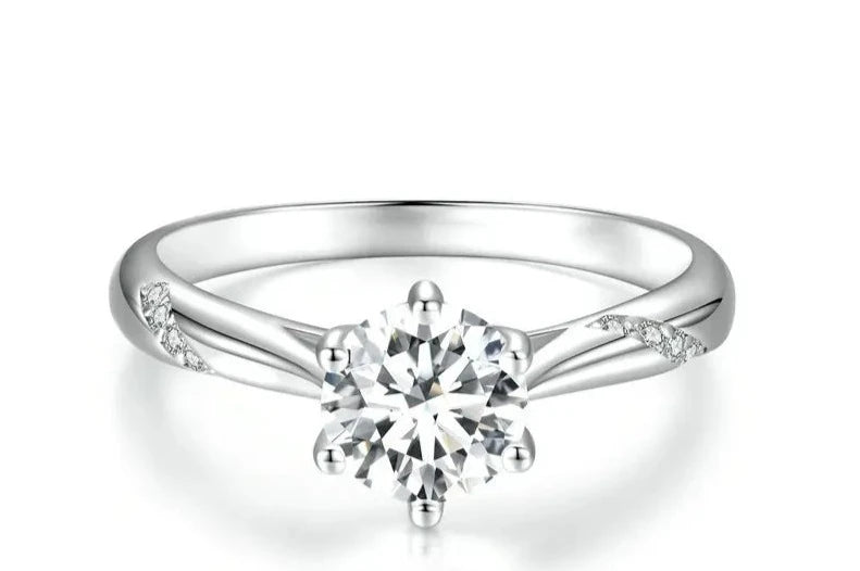 1CT Moissanite Silver Ring