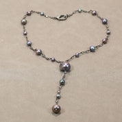 Black Keshi Pearl Gunmetal Necklace