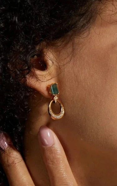 925 Silver Moss Agate Earrings