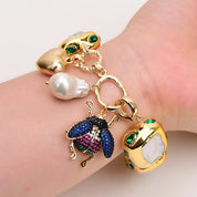Natural Keshi Pearl Green Crystal Bracelet