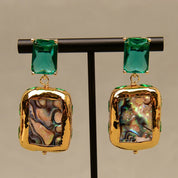 Natural Abalone Shell Green Stud Earrings