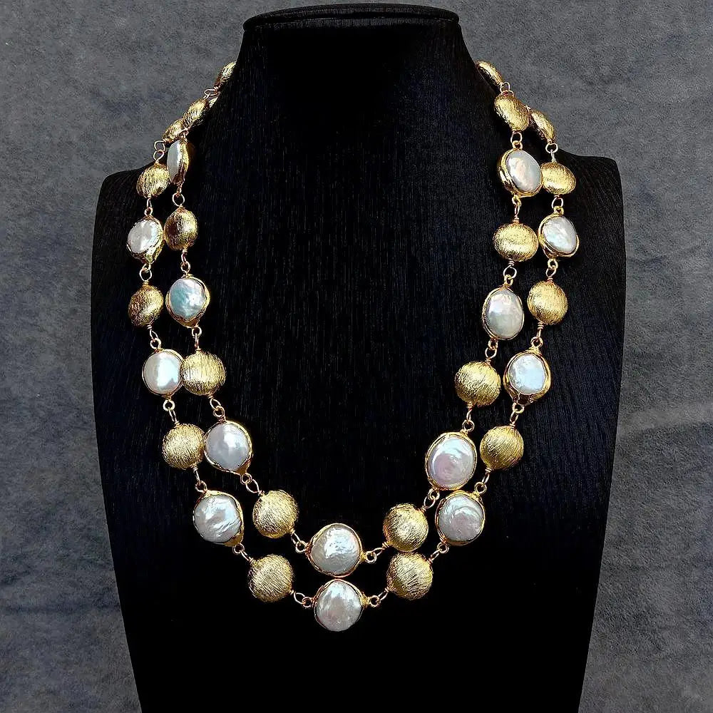 Natural Coin Pearl Multi-Strand Necklace
